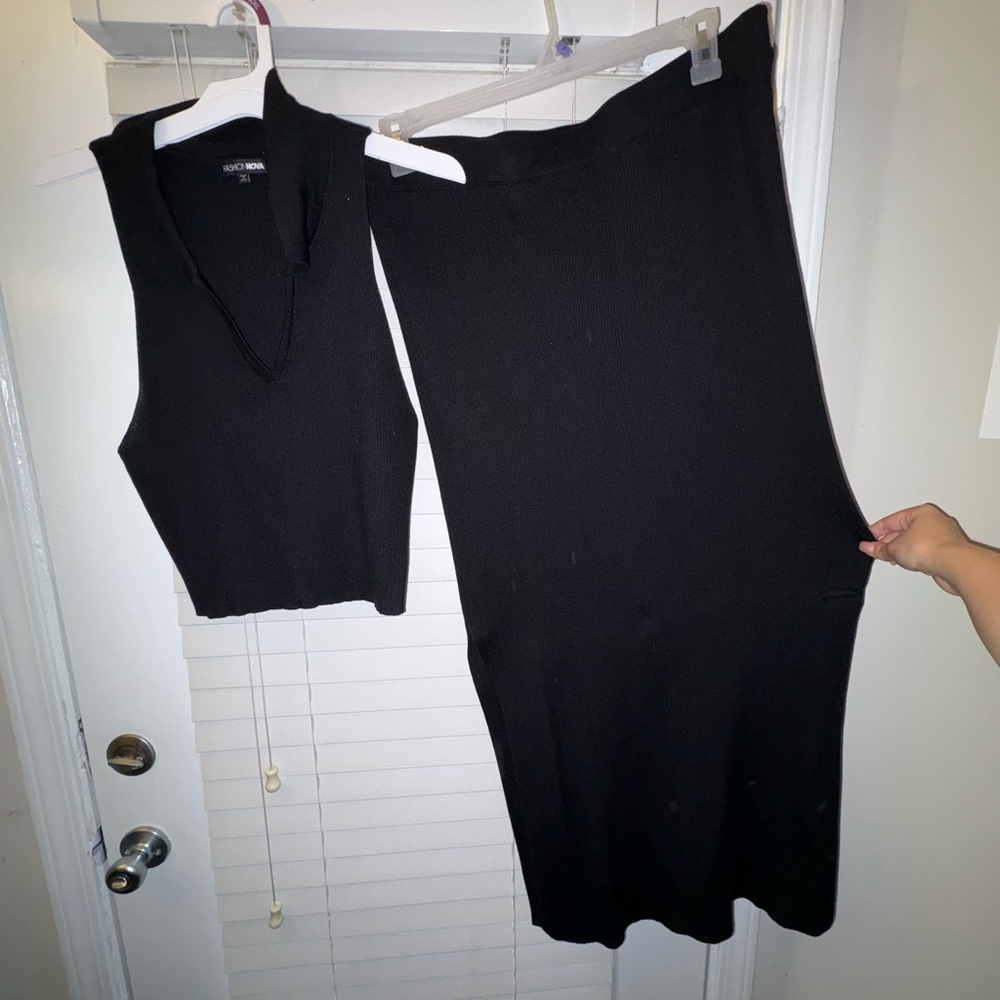 Fashion Nova Women’s Easy Going Black Pencil Skirt Ribbed 2 PC Set Size 3XL - Picture 4 of 13